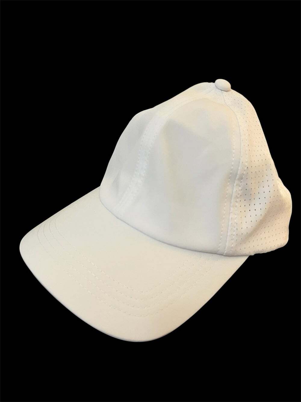 Wilo the Label Performance Ponytail Hat Moisture Wicking White Adjustable Cap